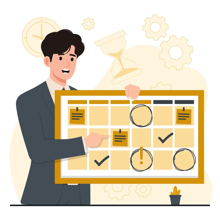 Vector concepto de programación de planificación concepto de gestión del tiempo ilustración vectorial en estilo de diseño plano