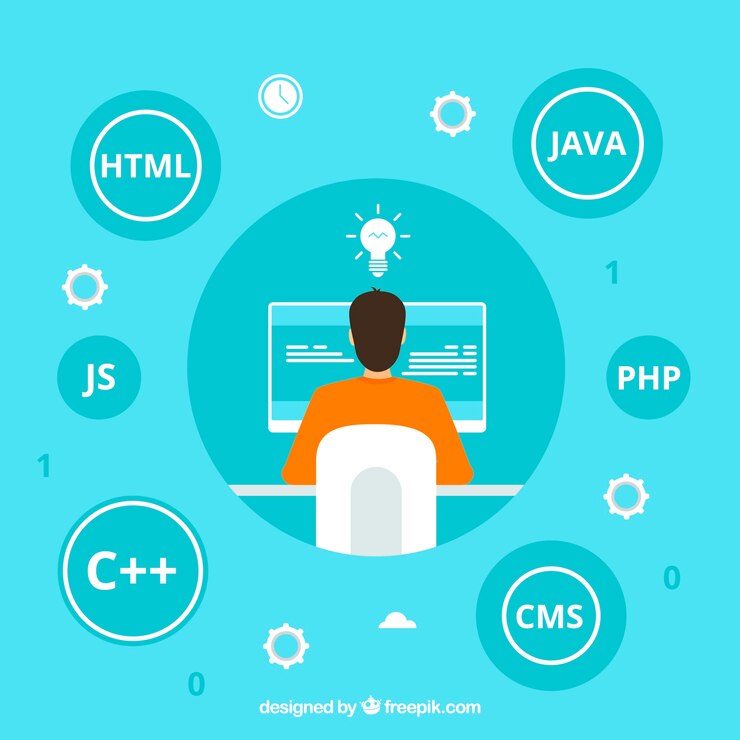 Vector concepto de programadores con diseño plano