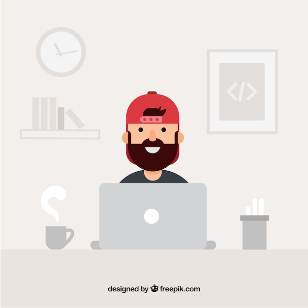 Concepto de programadores con diseño plano