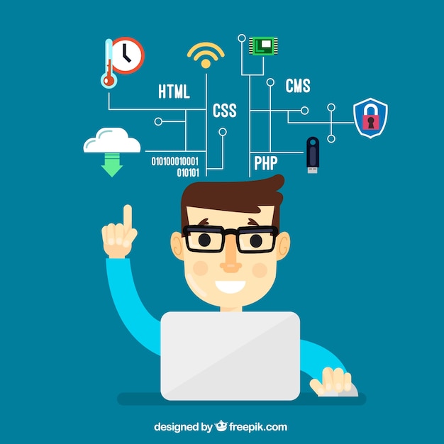 Concepto de programadores con diseño plano