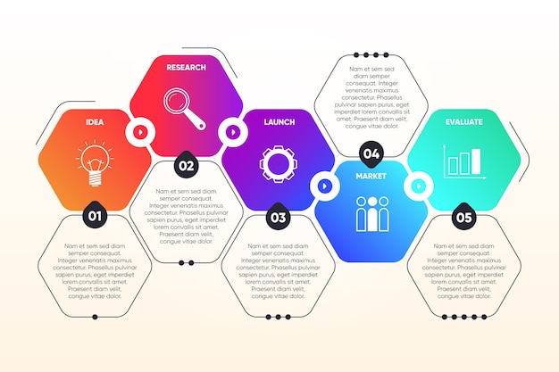 Concepto de progreso de infografía de pasos