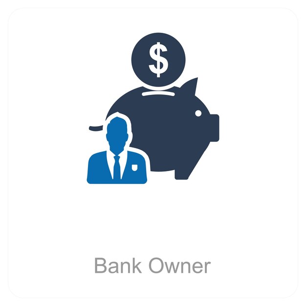 Concepto de propietario del banco y icono del banco
