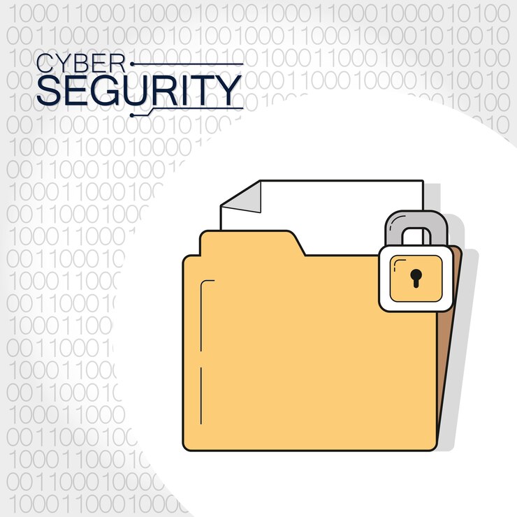 Vector concepto de protección de la carpeta de seguridad cibernética
