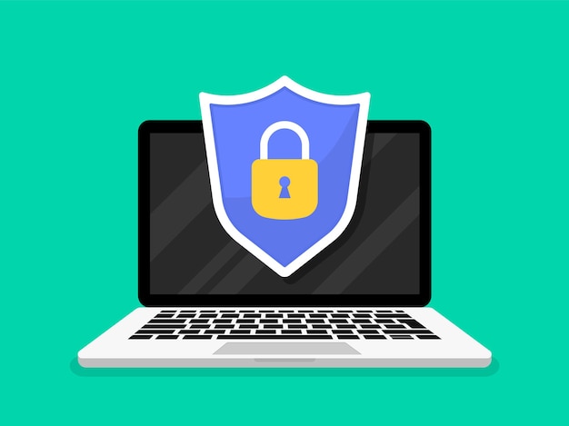 Concepto de protección de la computadora portátil Protección de datos en la computadora