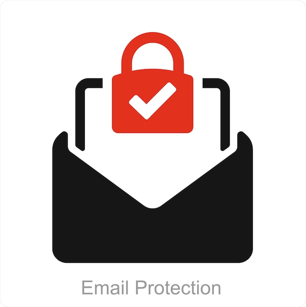 Concepto de protección de correo electrónico y icono de correo