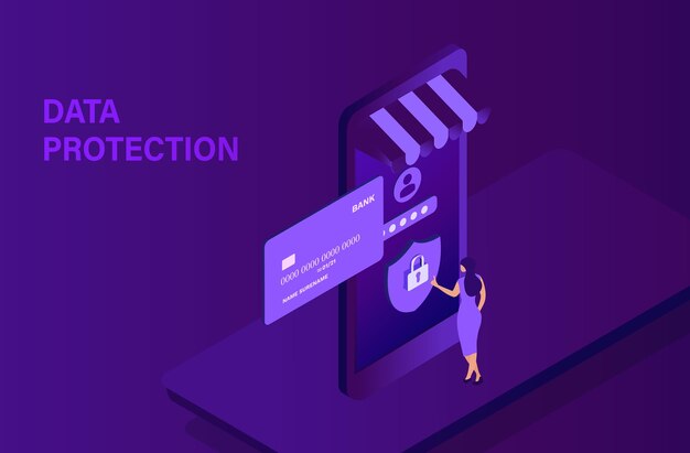Concepto de protección de datos y ciberseguridad Gestión segura de datos y protección de datos