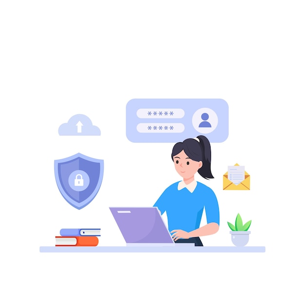 Concepto de protección de datos Escudo de gestión de datos informáticos y protección de datos
