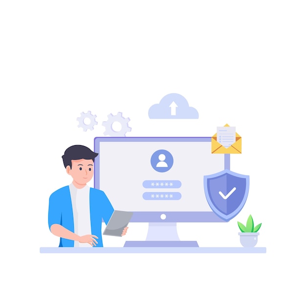 Concepto de protección de datos Escudo de gestión de datos informáticos y protección de datos