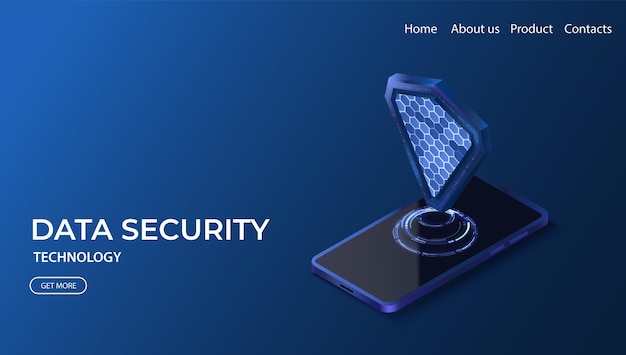Concepto de protección de datos Ilustración de vector de seguridad cibernética Tecnología de privacidad móvil Protección de VPN