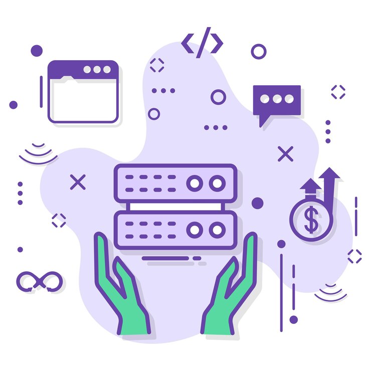 Vector concepto de proveedor de servicios gestionados, soporte técnico del servidor, diseño de iconos de color vectorial, computación en la nube