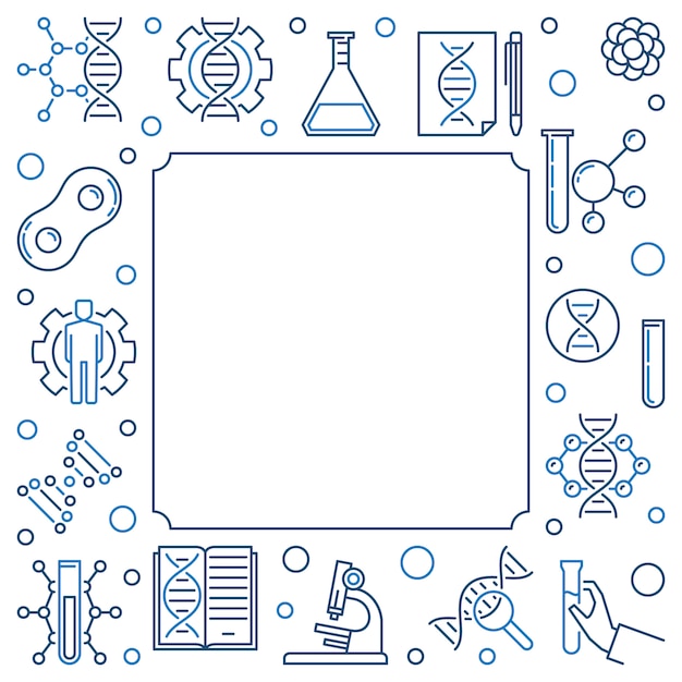 Concepto de prueba de ADN marco cuadrado en estilo de contorno