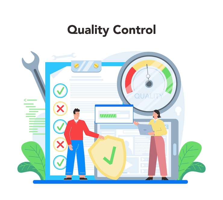 Vector concepto de prueba de software proceso de prueba de código de aplicación o sitio web especialista en ti en busca de errores idea de tecnología informática análisis digital ilustración vectorial en estilo de dibujos animados