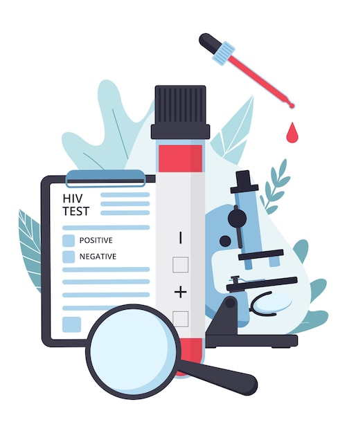 Vector concepto de prueba de vih. vih, día mundial del sida, concepto de concienciación sobre enfermedades. fondo para carteles, web, banne