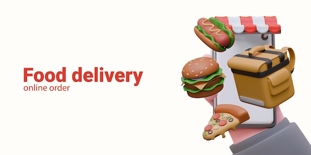 Concepto publicitario de aplicación telefónica de entrega de alimentos Orden en línea