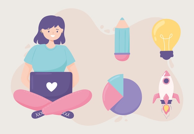 Concepto de puesta en marcha de chica