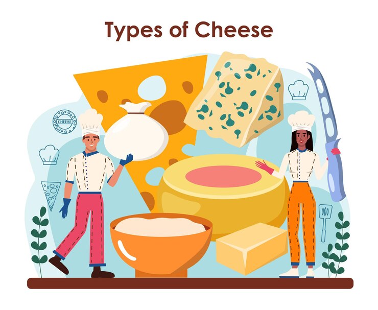 Vector concepto de quesero chef profesional haciendo bloque de queso