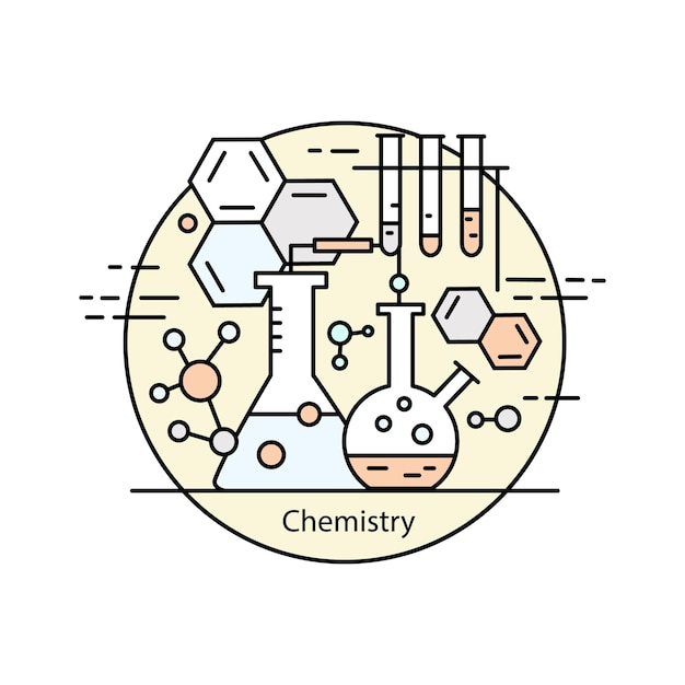 Concepto de química de línea delgada de color moderno