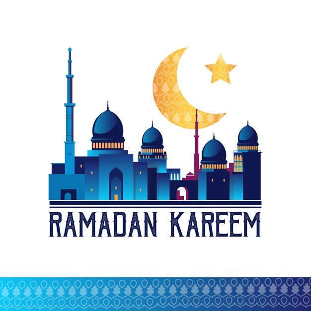 Concepto de Ramadán Kareem con mezquita