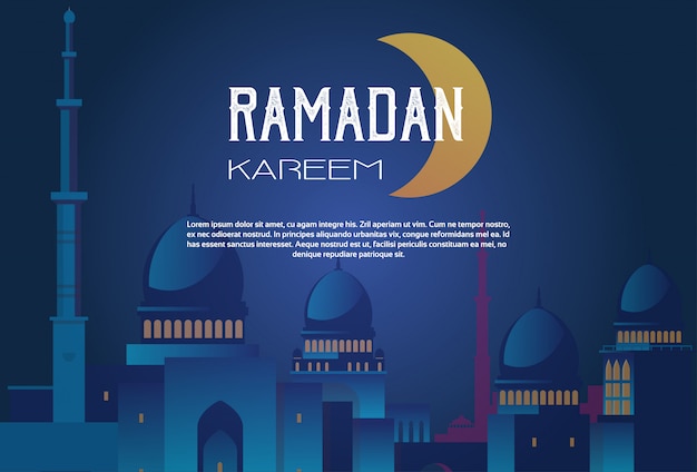 Concepto de ramadán kareem con mezquita