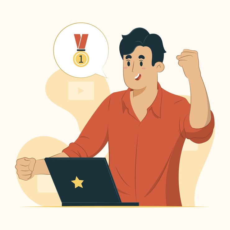 Vector concepto de reacción hombre expresa felicidad ilustración