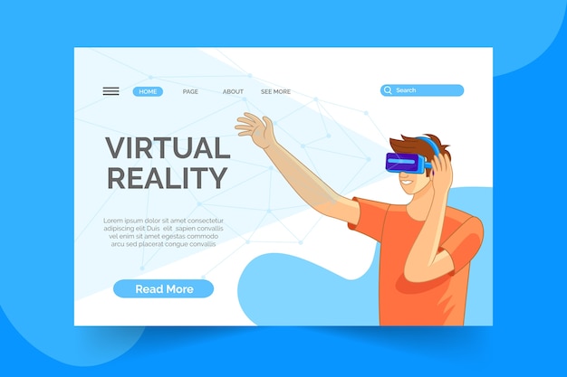 Vector concepto de realidad virtual - página de destino