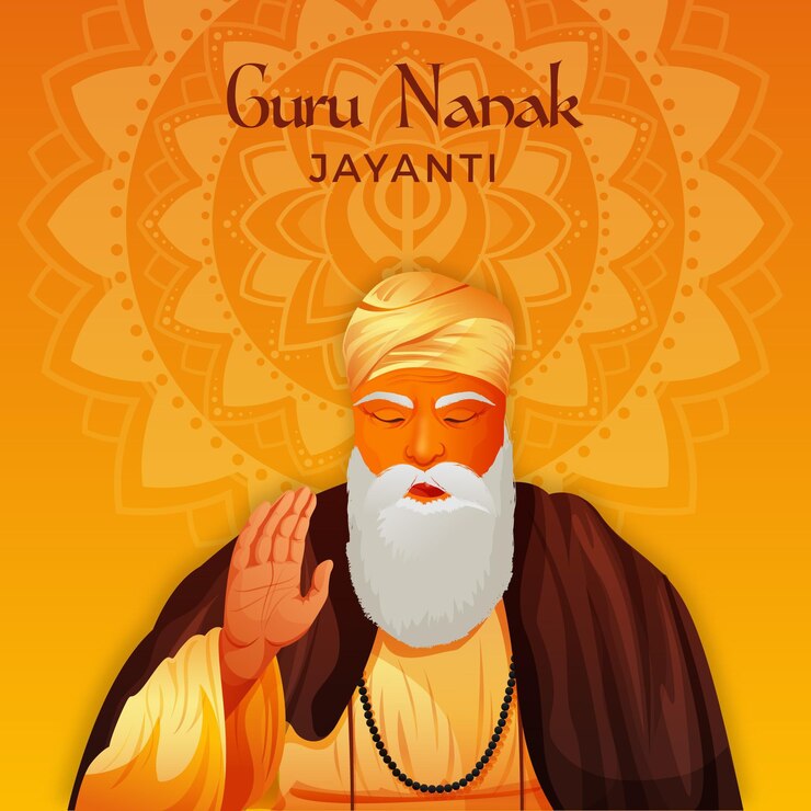 Vector concepto realista de guru nanak jayanti