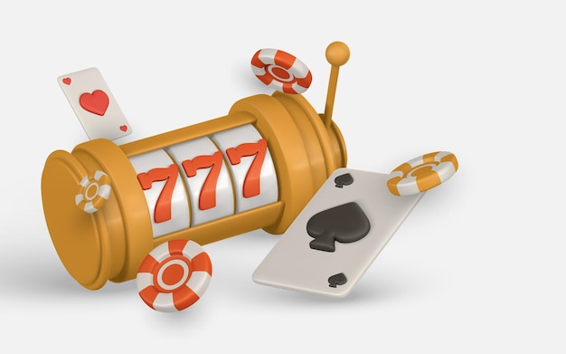 Concepto realista de juego de casino en 3D Máquina de juegos de cartas, fichas de póquer, concepto de juego vectorial