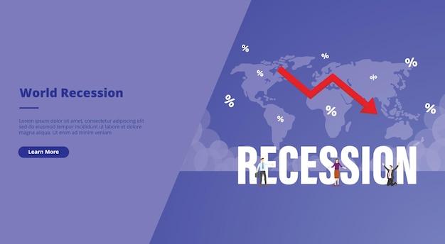 Vector concepto de recesión de la gran economía para el banner de la plantilla de la página de inicio del sitio web o la portada de la presentación de diapositivas