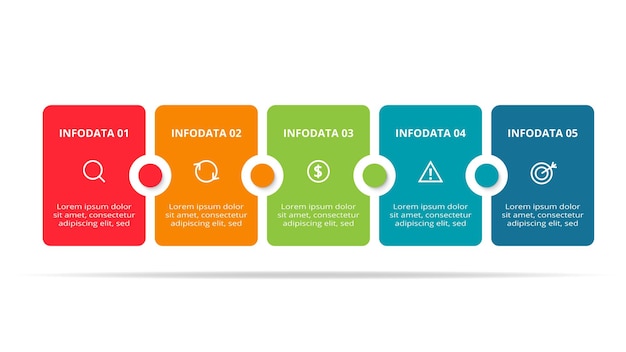 Concepto de rectángulo para infografía con opciones de 5 pasos partes o procesos Visualización de datos comerciales