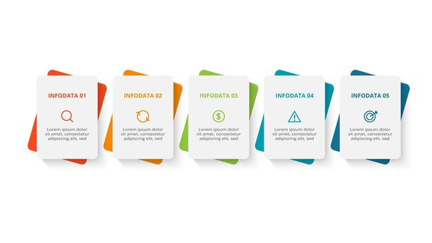 Concepto de rectángulo para infografía con opciones de 5 pasos partes o procesos Visualización de datos comerciales