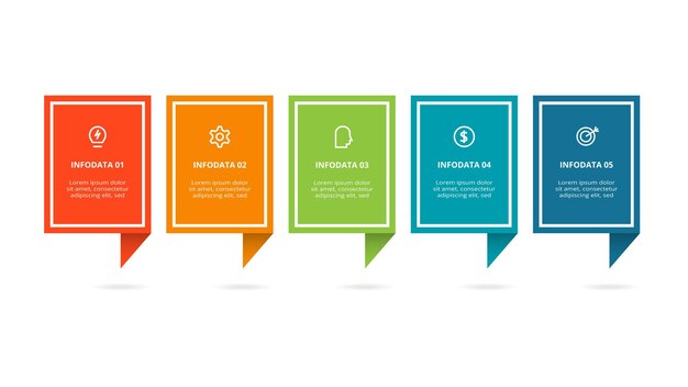 Concepto de rectángulo para infografía con opciones de 5 pasos partes o procesos Visualización de datos comerciales