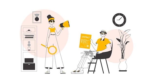 Concepto de recursos humanos Estilo lineal moderno Ilustración vectorial