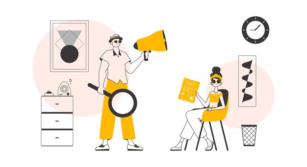 Concepto de recursos humanos Lineart estilo minimalista Vector
