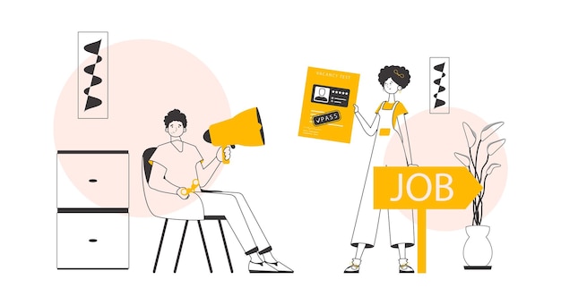 Concepto de recursos humanos Lineart estilo de moda Vector