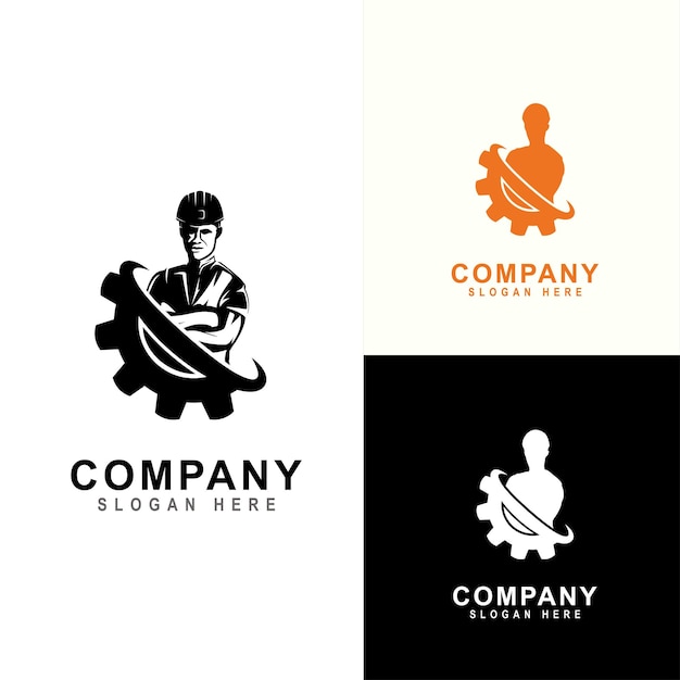 Concepto de recursos humanos reclutamiento trabajo en equipo carrera trabajadores de la construcción diseño de logotipo