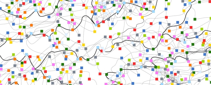 Vector concepto de red neuronal células conectadas con enlaces proceso de alta tecnología fondo futurista abstracto