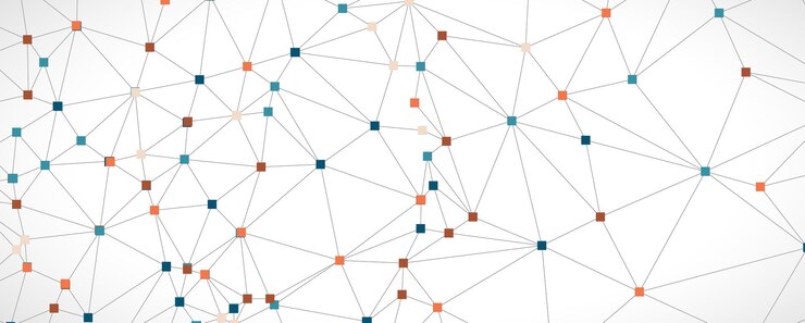 Vector concepto de red neuronal células conectadas con enlaces proceso de alta tecnología fondo futurista abstracto