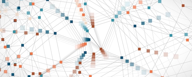 Concepto de red neuronal Células conectadas con enlaces Proceso de alta tecnología Fondo futurista abstracto