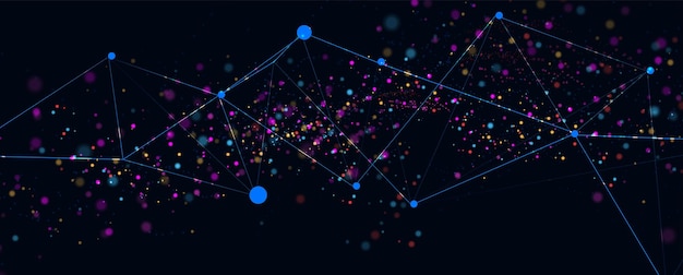 Concepto de red neuronal Células conectadas con enlaces Proceso de alta tecnología Fondo futurista abstracto