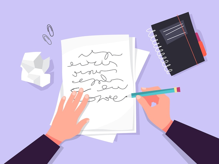 Vector concepto de redactor. idea de escribir textos, creatividad.