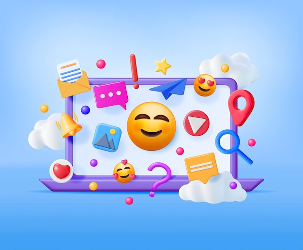 Concepto de redes sociales 3D aislado