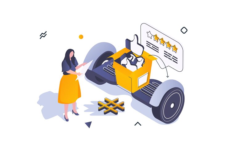 Vector concepto de redes sociales en diseño isométrico 3d mujer creando publicaciones y contenido recopilando muchos me gusta manos y promoción blog en línea ilustración vectorial con escena de personas isométricas para gráfico web