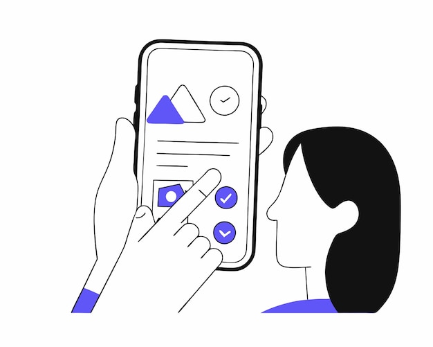 Concepto de redes sociales con ilustración de uso de teléfonos inteligentes por parte de mujeres