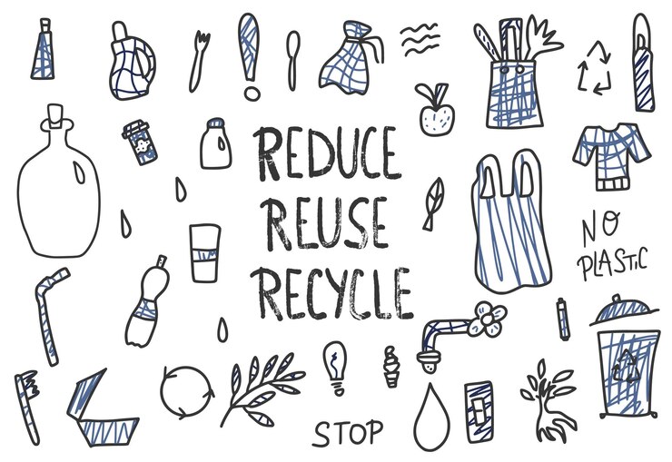 Concepto de reducción de la reutilización y el reciclaje Diseño vectorial