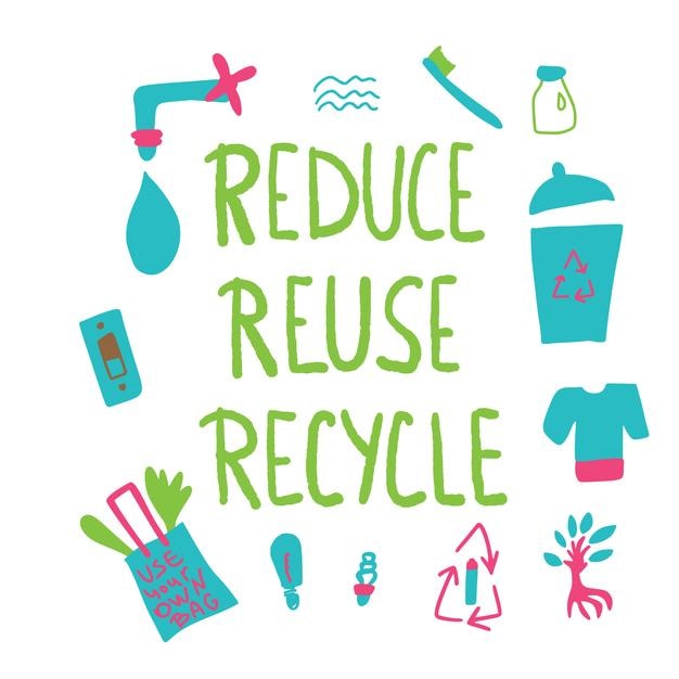 Concepto de reducción de la reutilización y el reciclaje Diseño vectorial