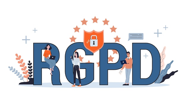 Concepto de reglamento general de protección de datos. concepto de seguridad cibernética. idea de protección y seguridad de datos digitales. acceso a la información mediante contraseña. sistema gdpr. ilustración