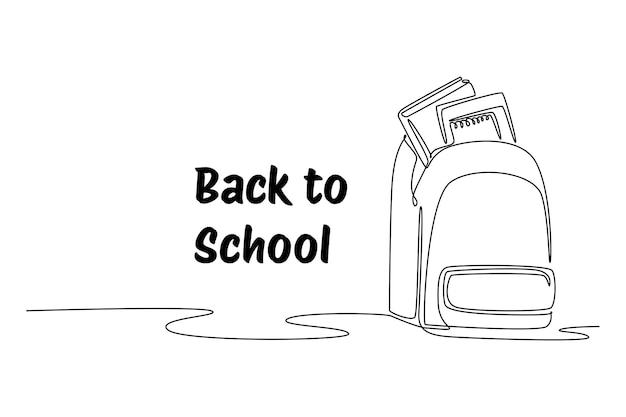 Concepto de regreso a la escuela Diseño de dibujo de línea única Ilustración gráfica vectorial