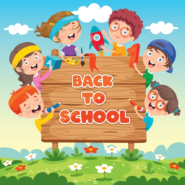 Concepto de regreso a la escuela con niños divertidos
