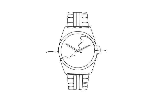 Concepto de reloj de dibujo continuo de una línea Ilustración vectorial de Doodle