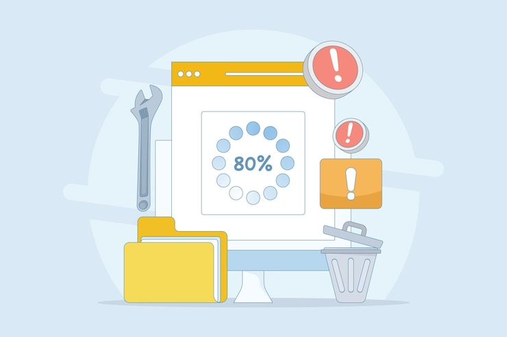 Vector concepto de reparación de discos duros o proceso de recuperación de datos o almacenamiento de copias de seguridad de datos o servicios de reparo de hardware